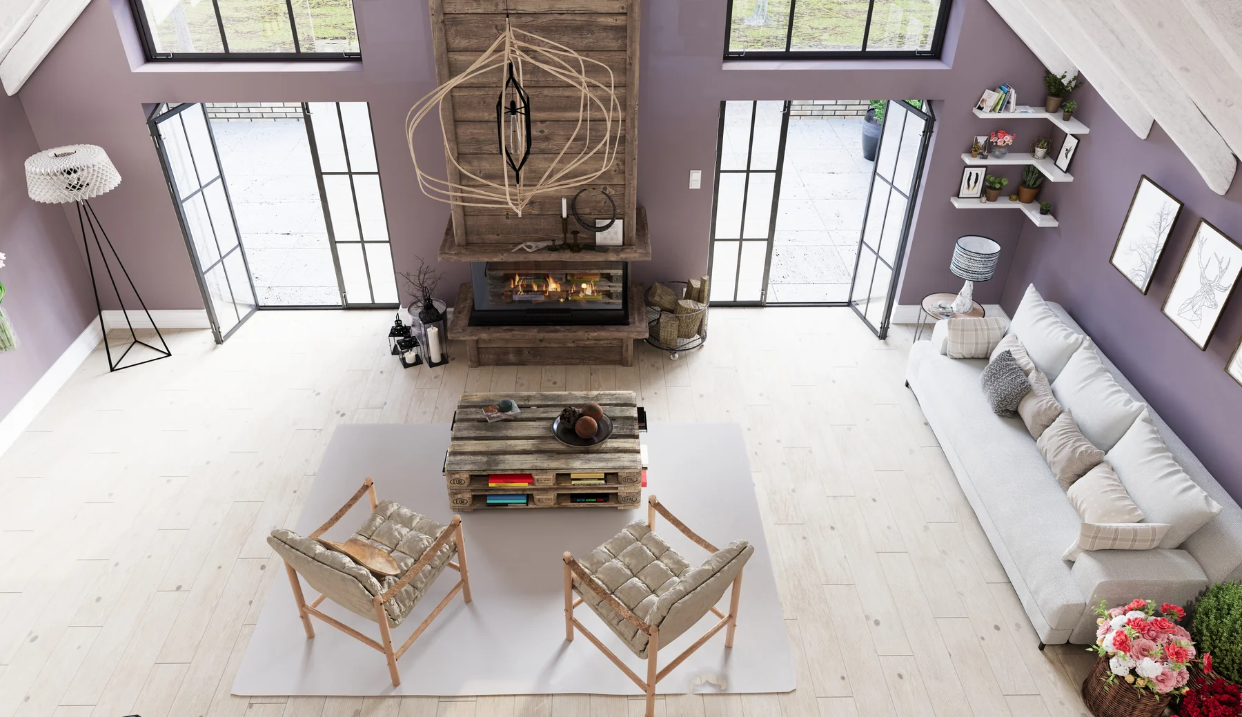 Refined rustic living room with warm natural finishes