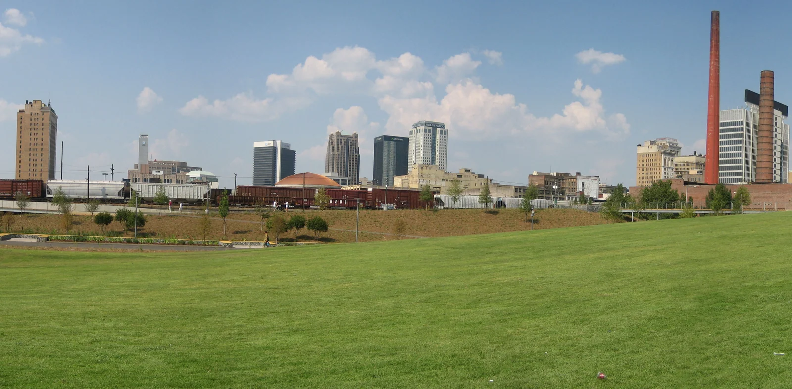Railroad Park and the Birmingham, Alabama skyline