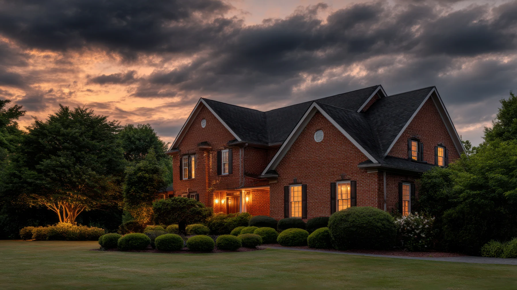 Brick Southern home prepared and illuminated for a polished sale